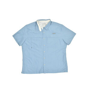Eddie Bauer Blue Short Sleeve Button Down Shirt Big & Tall Size XXL Outdoor